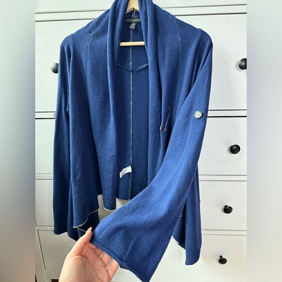 Banana Republic cashmere blend XS/S Blue Cardigan Shrug Luxury Wool Roll Sleeves - Picture 11 of 17